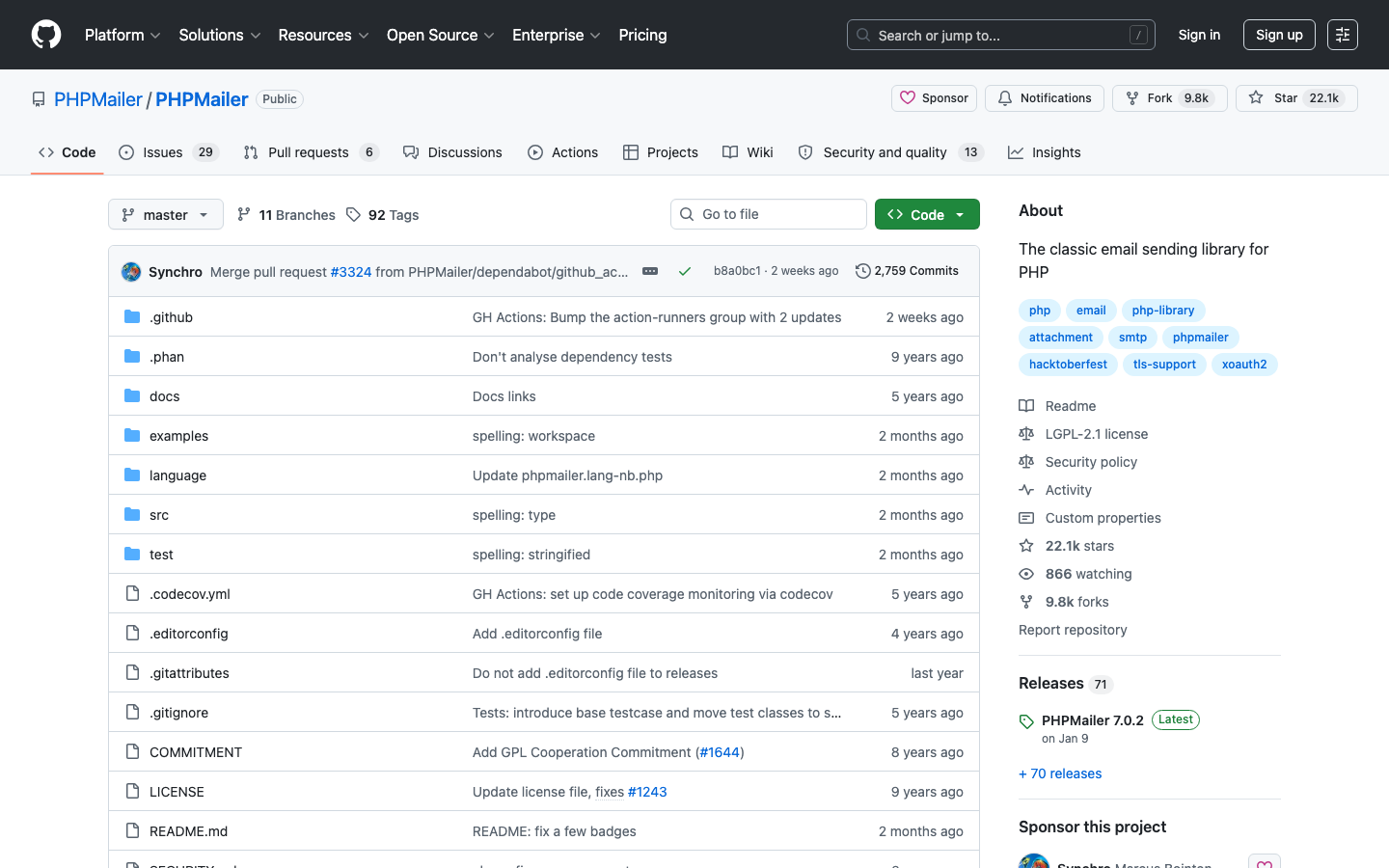 PHPMailer screenshot