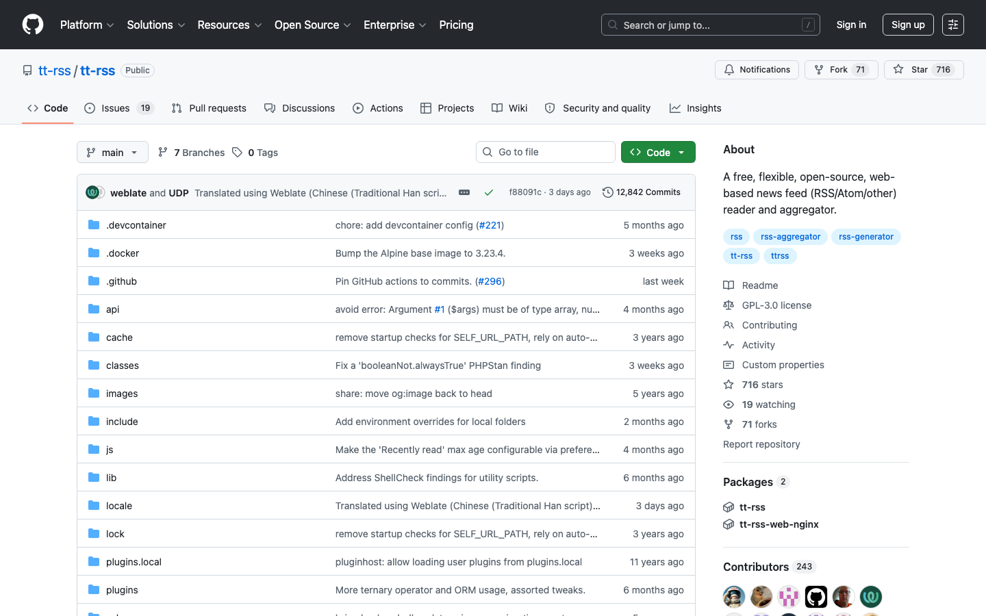 tt-rss screenshot