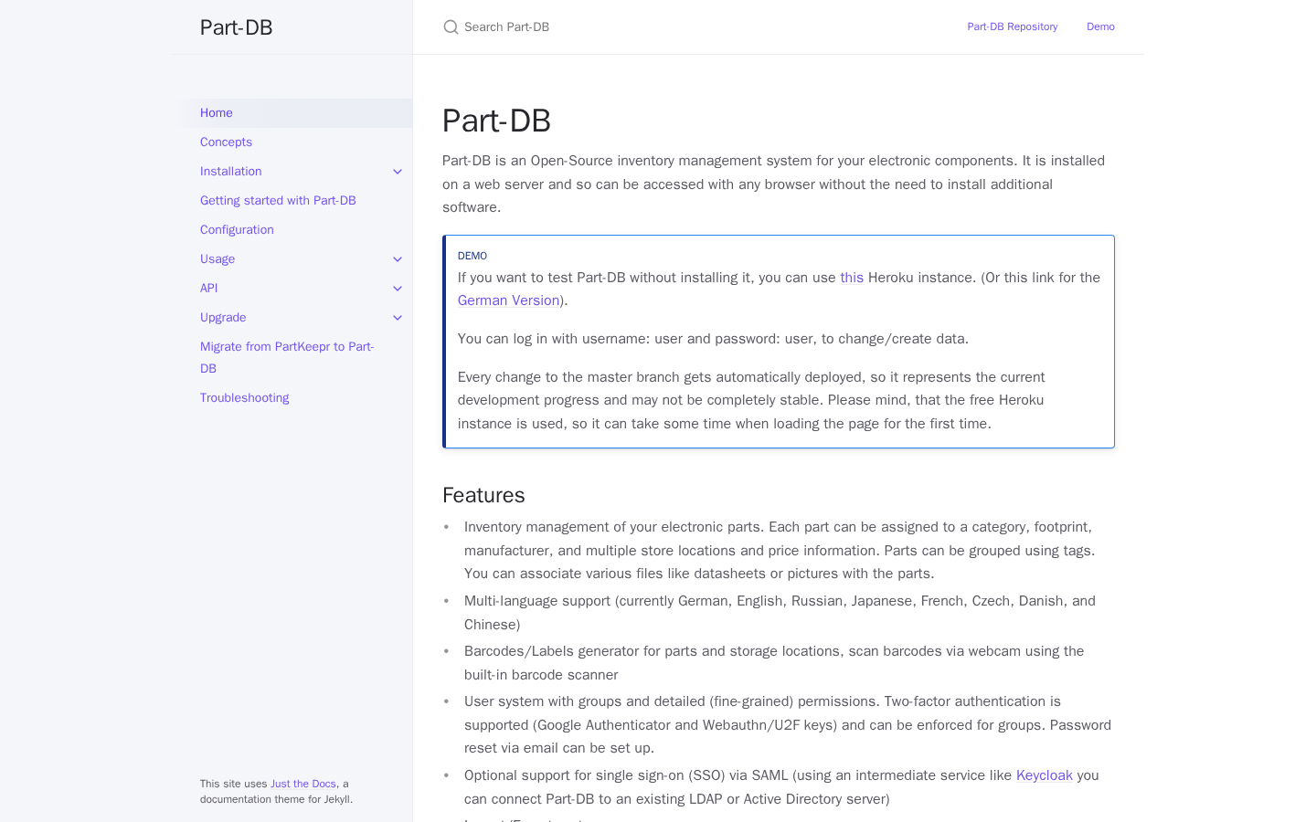 Part-DB-server screenshot