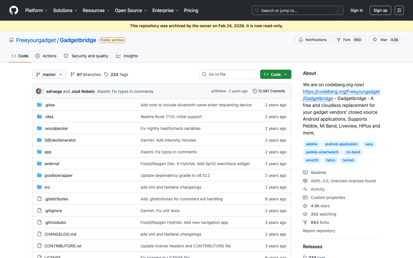 Gadgetbridge screenshot
