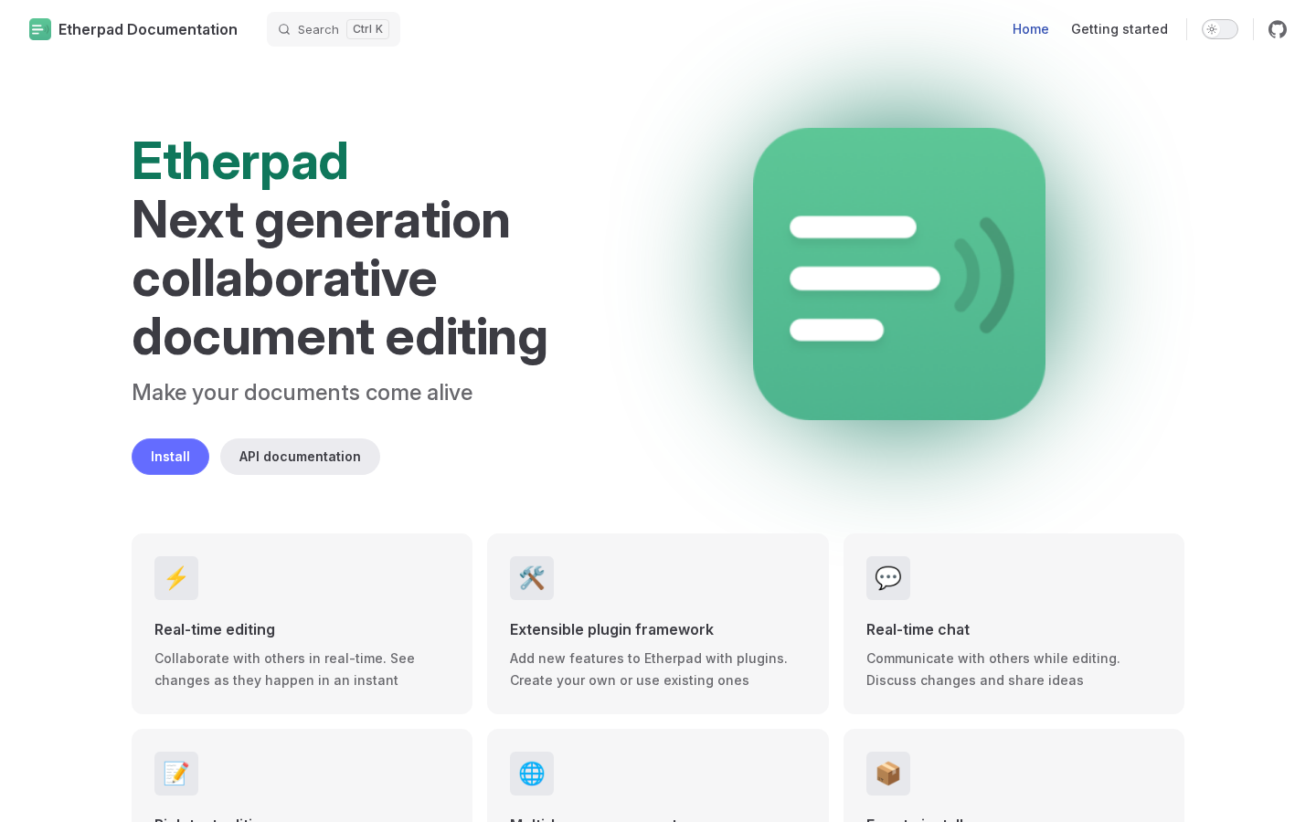 etherpad screenshot